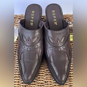 Roper Brand Women’s Beth Western Style Mule Vegan Leather Snip Toe Size 9